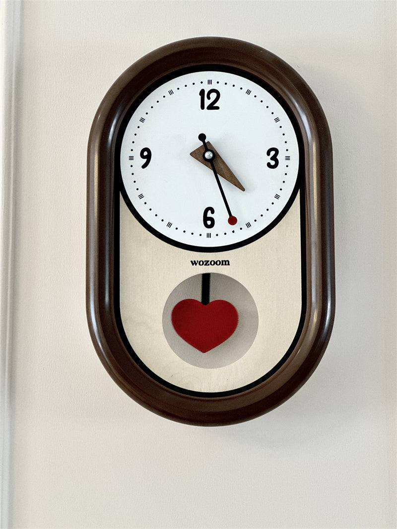 Beautiful Heart - Shaped Pendulum Wall Clock, Romantic Decorative Timepiece