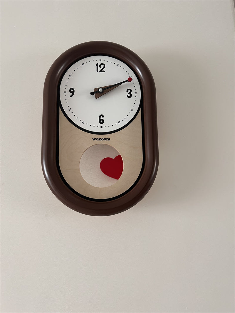 Beautiful Heart - Shaped Pendulum Wall Clock, Romantic Decorative Timepiece