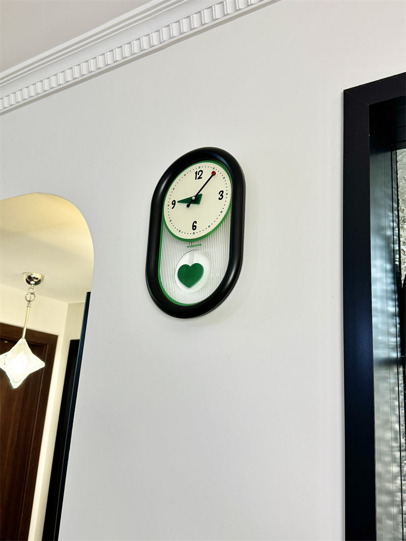 Beautiful Heart - Shaped Pendulum Wall Clock, Romantic Decorative Timepiece
