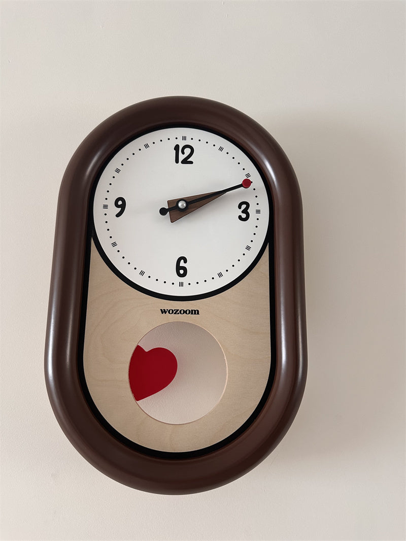 Beautiful Heart - Shaped Pendulum Wall Clock, Romantic Decorative Timepiece