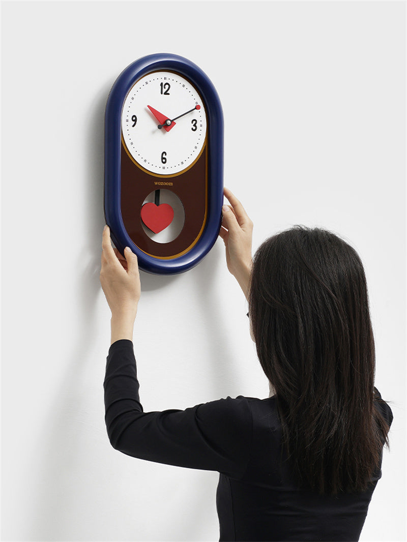 Beautiful Heart - Shaped Pendulum Wall Clock, Romantic Decorative Timepiece