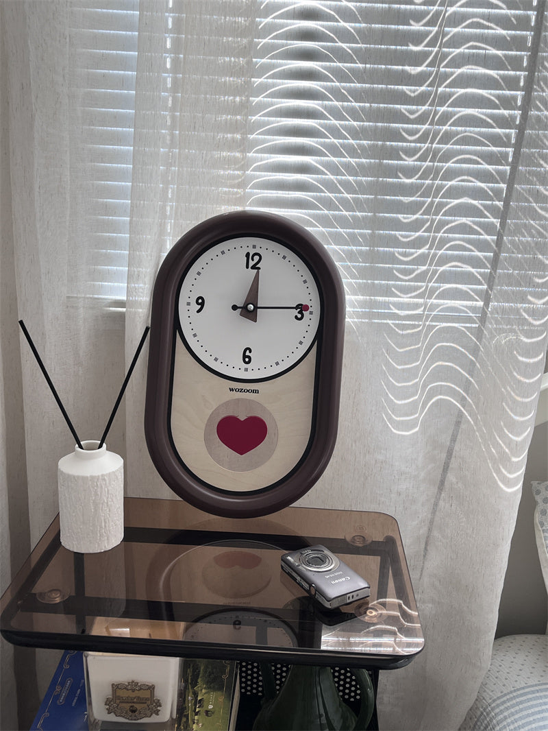 Beautiful Heart - Shaped Pendulum Wall Clock, Romantic Decorative Timepiece