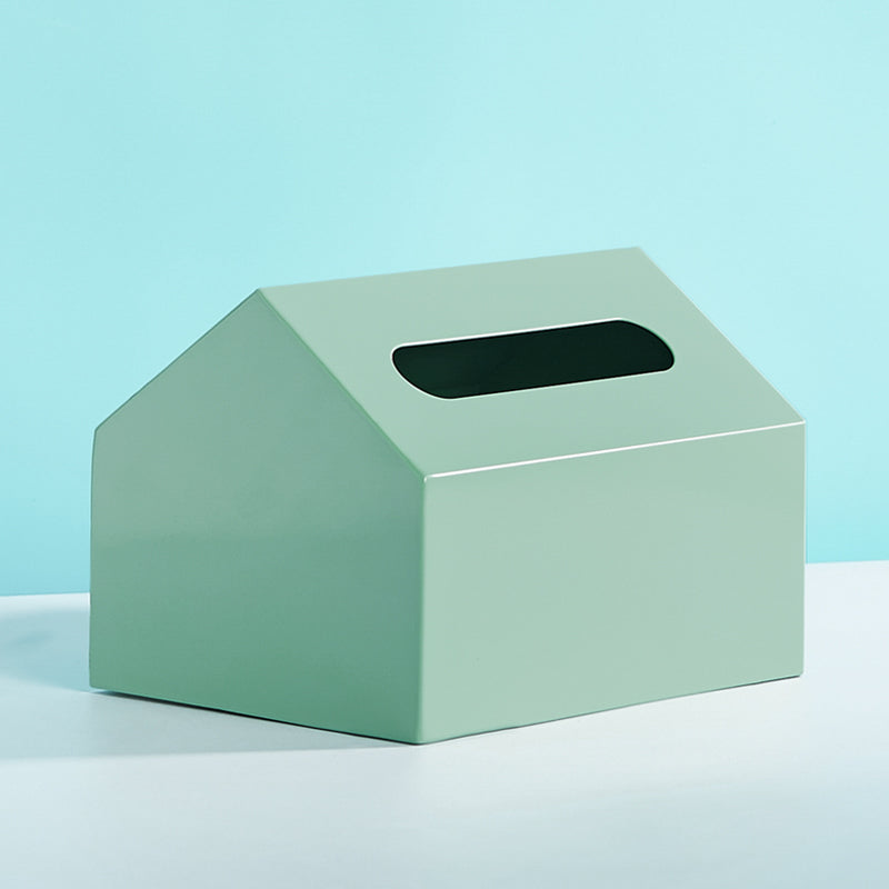 Beautiful macaron color iron small house tissue box, desktop decoration