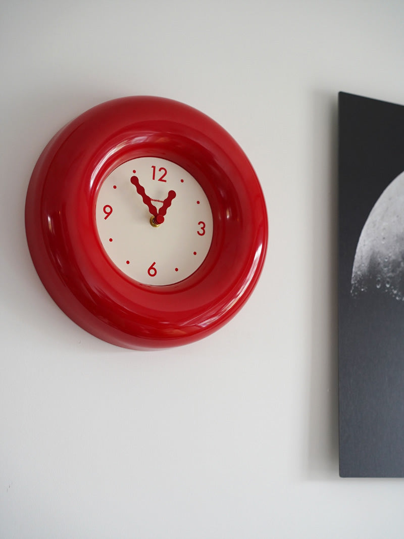 Beautiful Red Donut Art Wall Clock, Living Room Decoration Ideas