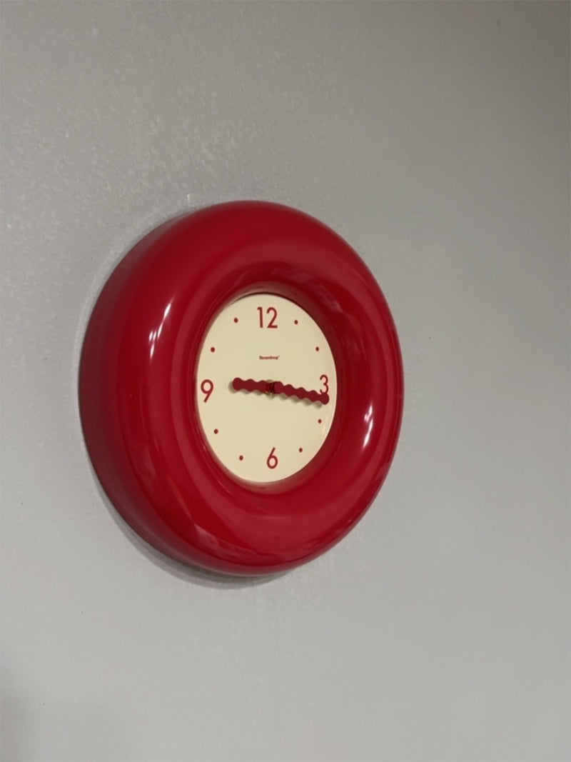Beautiful Red Donut Art Wall Clock, Living Room Decoration Ideas