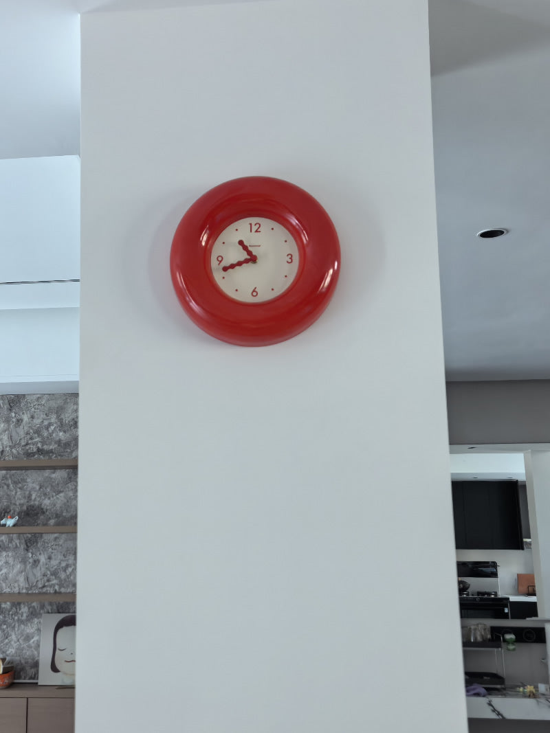 Beautiful Red Donut Art Wall Clock, Living Room Decoration Ideas