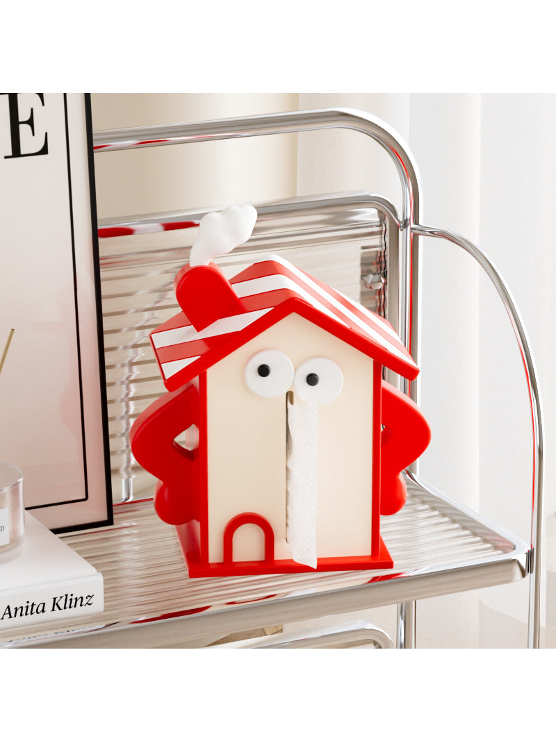 Beautiful Red House Tissue Box with Eyes - Fun and Decorative Home Accessory