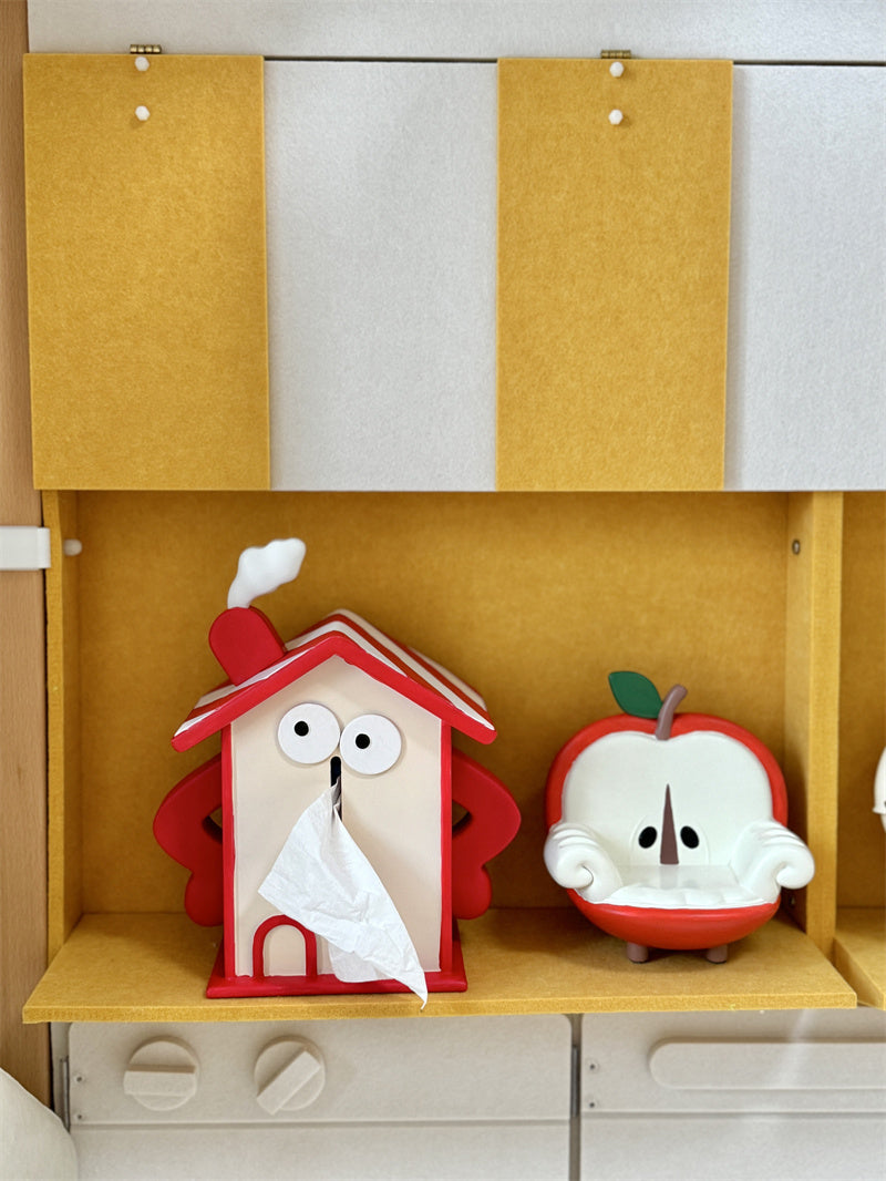 Beautiful Red House Tissue Box with Eyes - Fun and Decorative Home Accessory