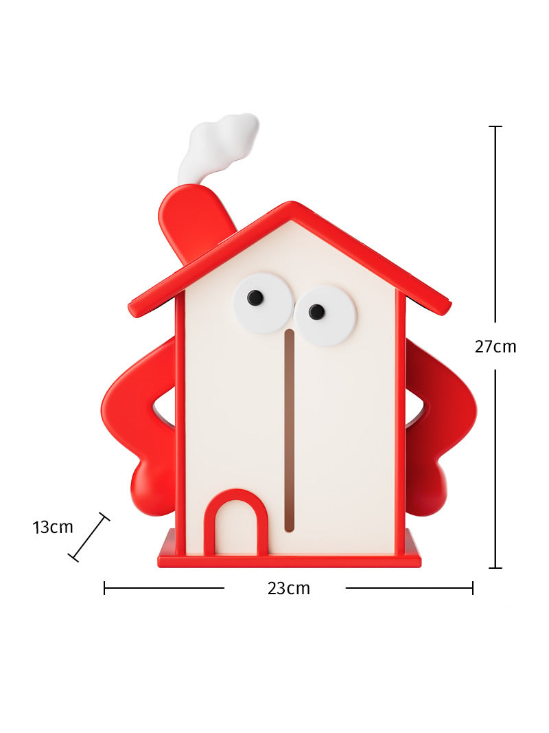 Beautiful Red House Tissue Box with Eyes - Fun and Decorative Home Accessory