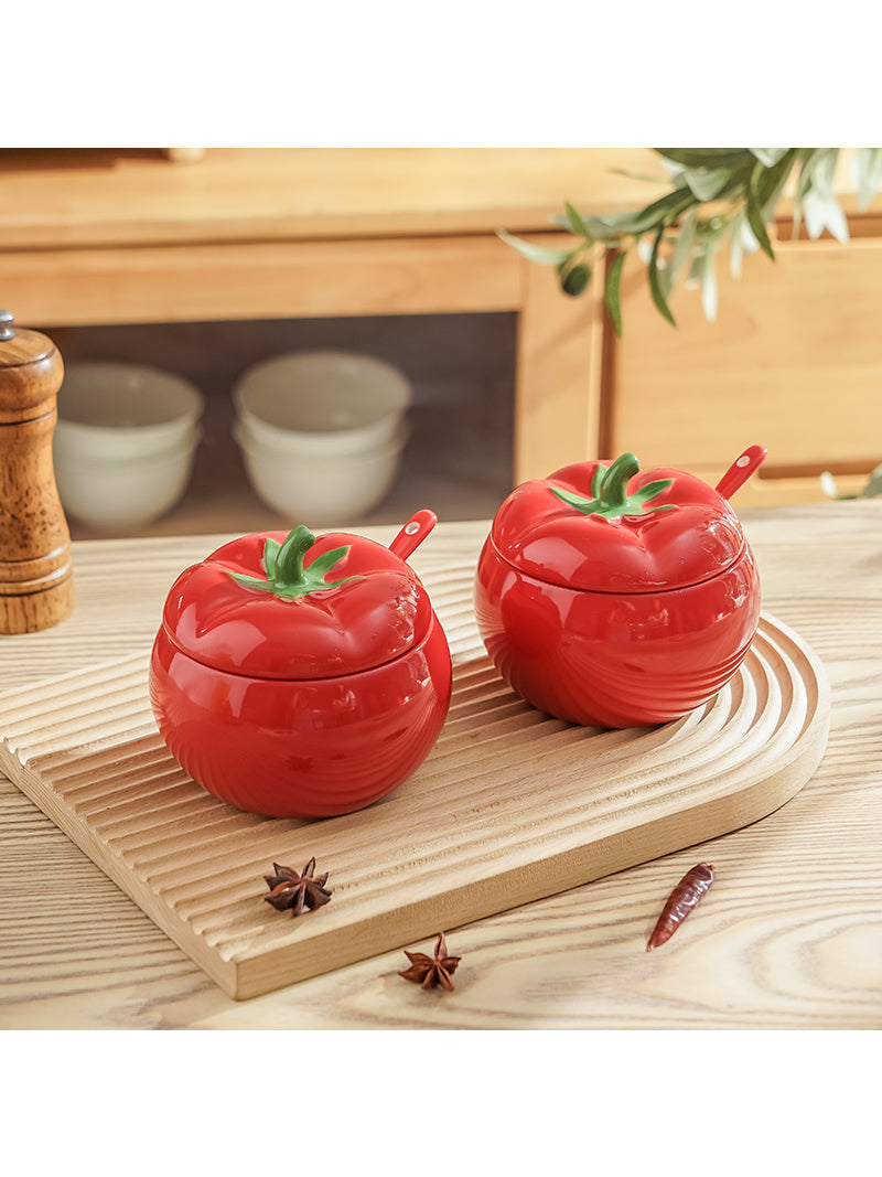 Beautiful Red Tomato Spice Jar, Sugar Jar, Kitchen Decoration Ideas 2pc