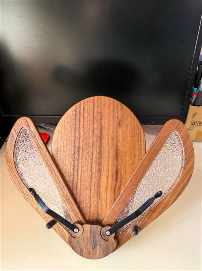 Beetle-Shaped Adjustable Wooden Book & Laptop Stand - Multi-Functional Holder for Books, Tablets, Phones