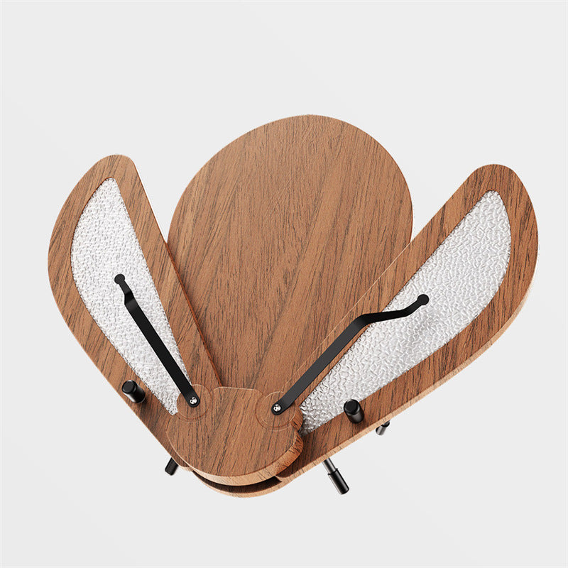 Beetle-Shaped Adjustable Wooden Book & Laptop Stand - Multi-Functional Holder for Books, Tablets, Phones