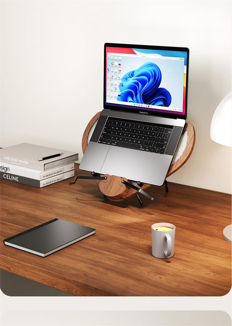 Beetle-Shaped Adjustable Wooden Book & Laptop Stand - Multi-Functional Holder for Books, Tablets, Phones