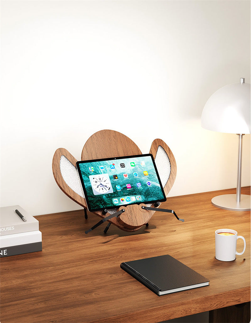 Beetle-Shaped Adjustable Wooden Book & Laptop Stand - Multi-Functional Holder for Books, Tablets, Phones