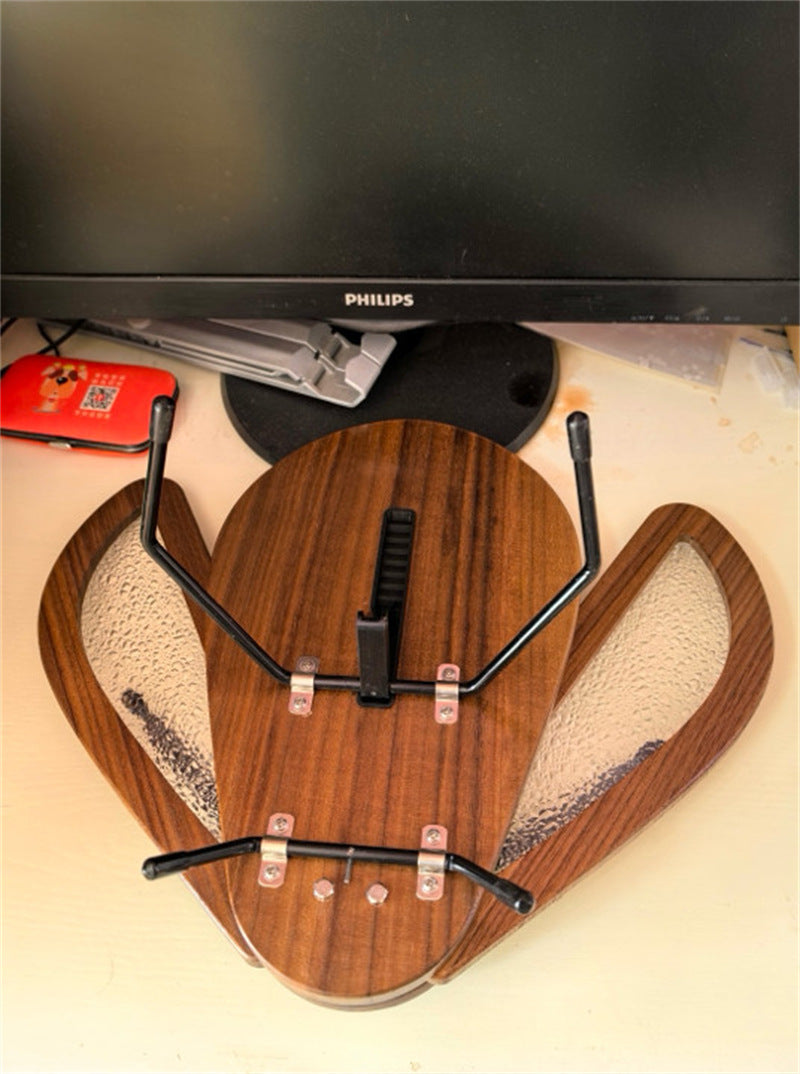 Beetle-Shaped Adjustable Wooden Book & Laptop Stand - Multi-Functional Holder for Books, Tablets, Phones