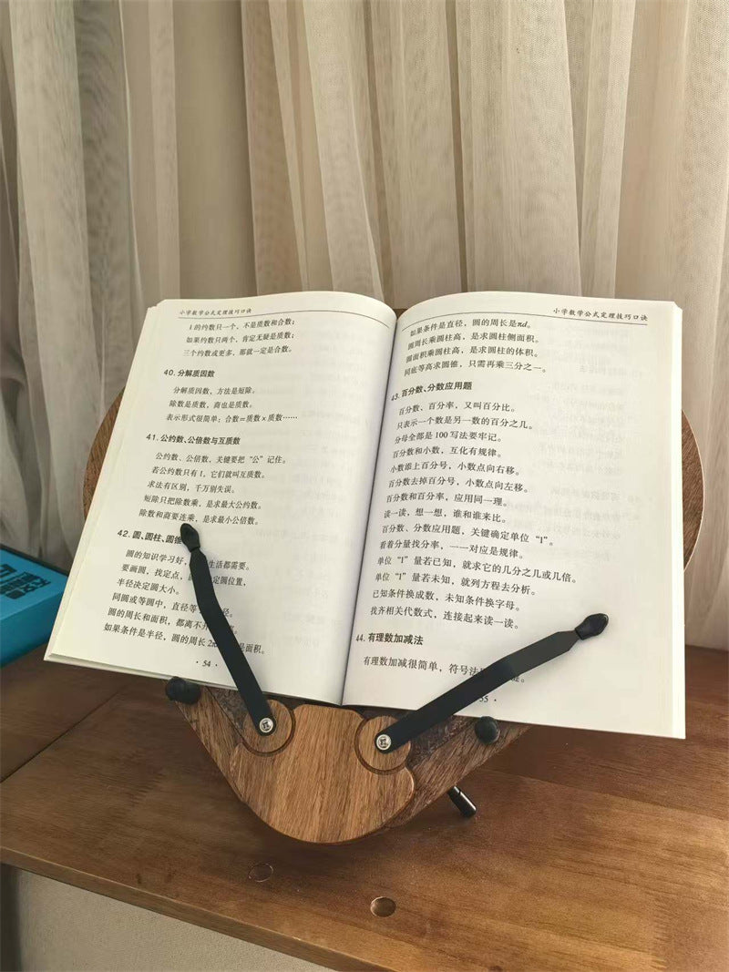 Beetle-Shaped Adjustable Wooden Book & Laptop Stand - Multi-Functional Holder for Books, Tablets, Phones