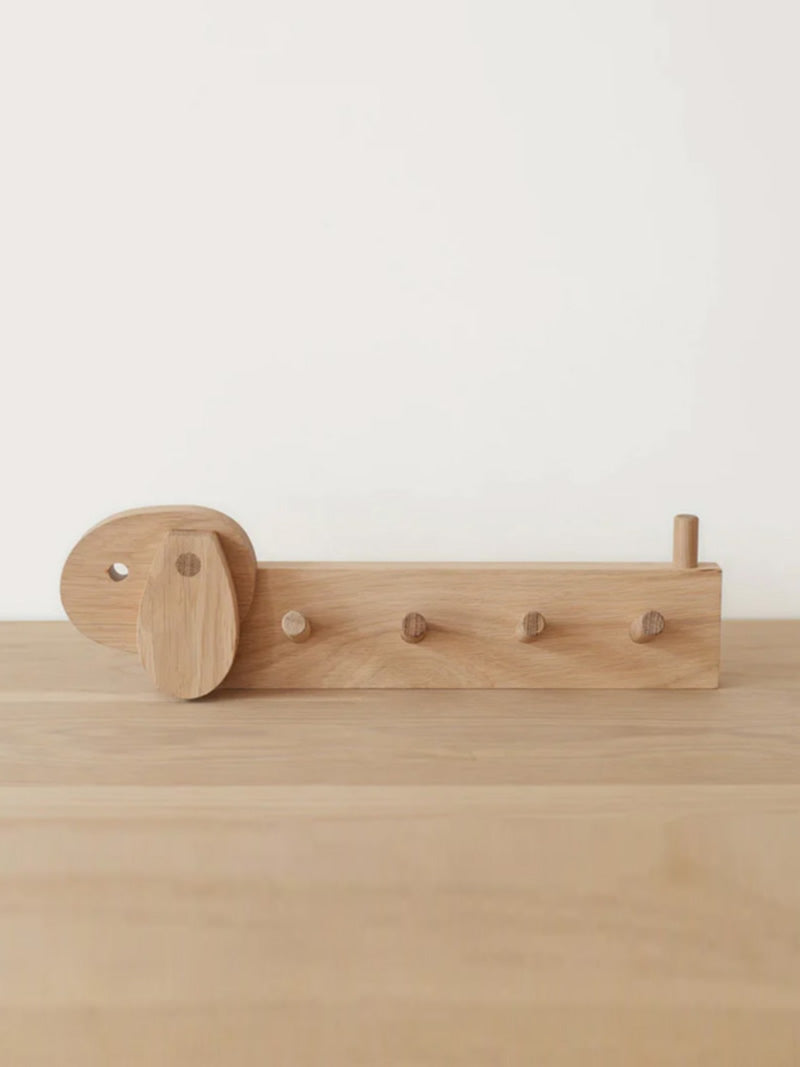 Big-Eared Dog Decorative Wooden Wall Hanging Rack, Coat Rack Hook