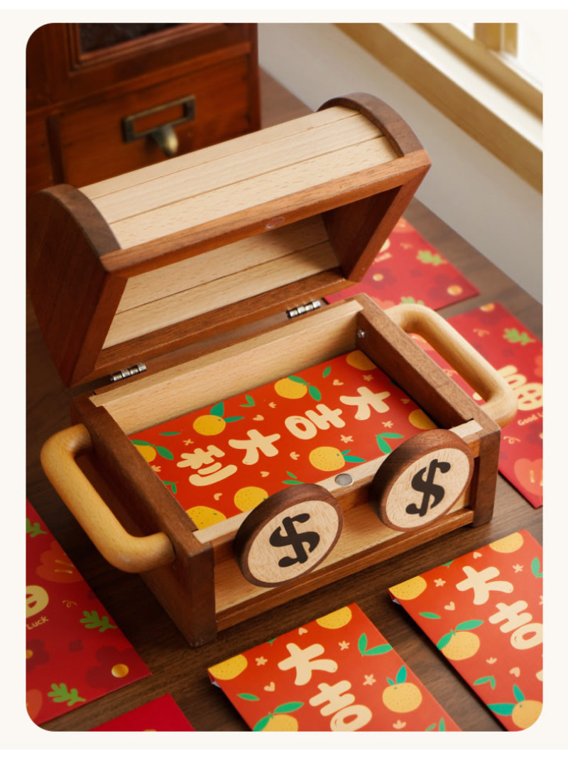 Big Eyes Smiling Face Wooden Savings Box, Storage Box,Small Treasure B ...