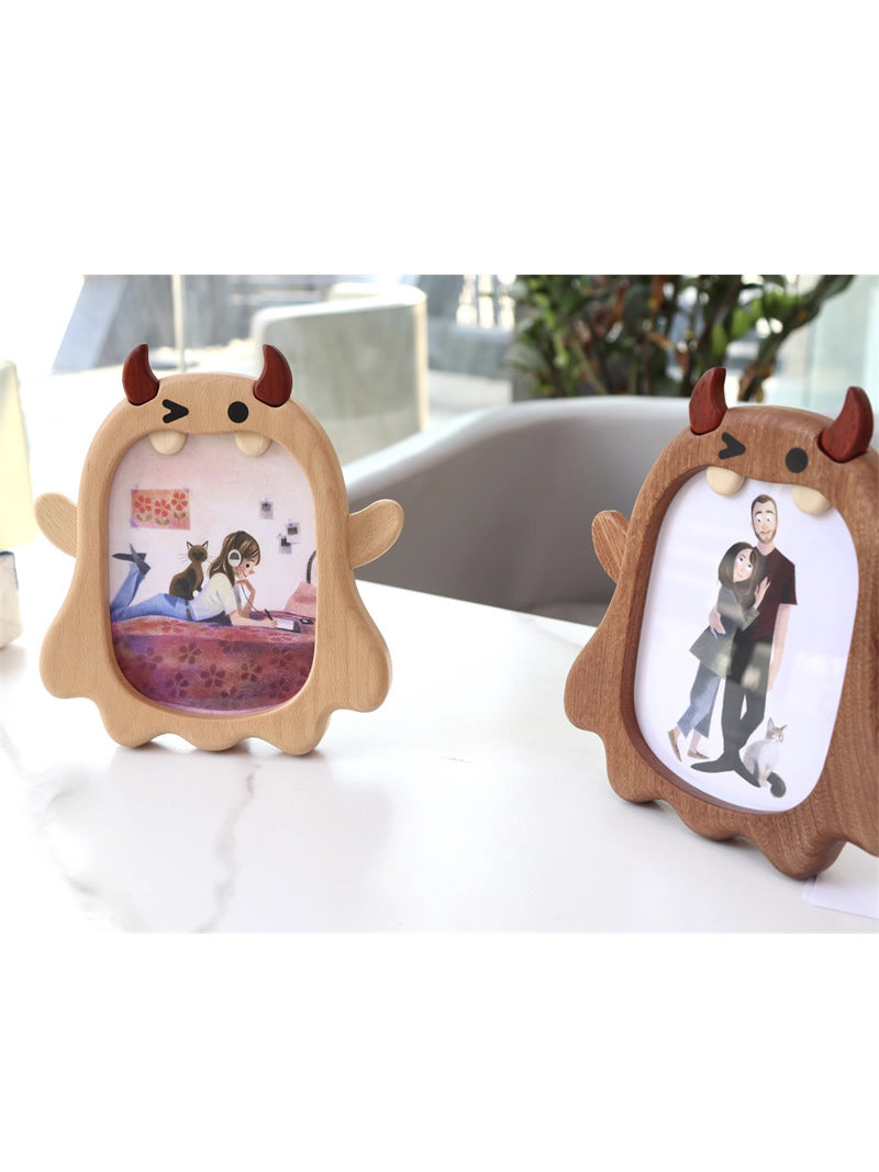 Big Mouth Monster Wooden Photo Frame,Picture Holder, Cute Desk Decor for Kids & Adults