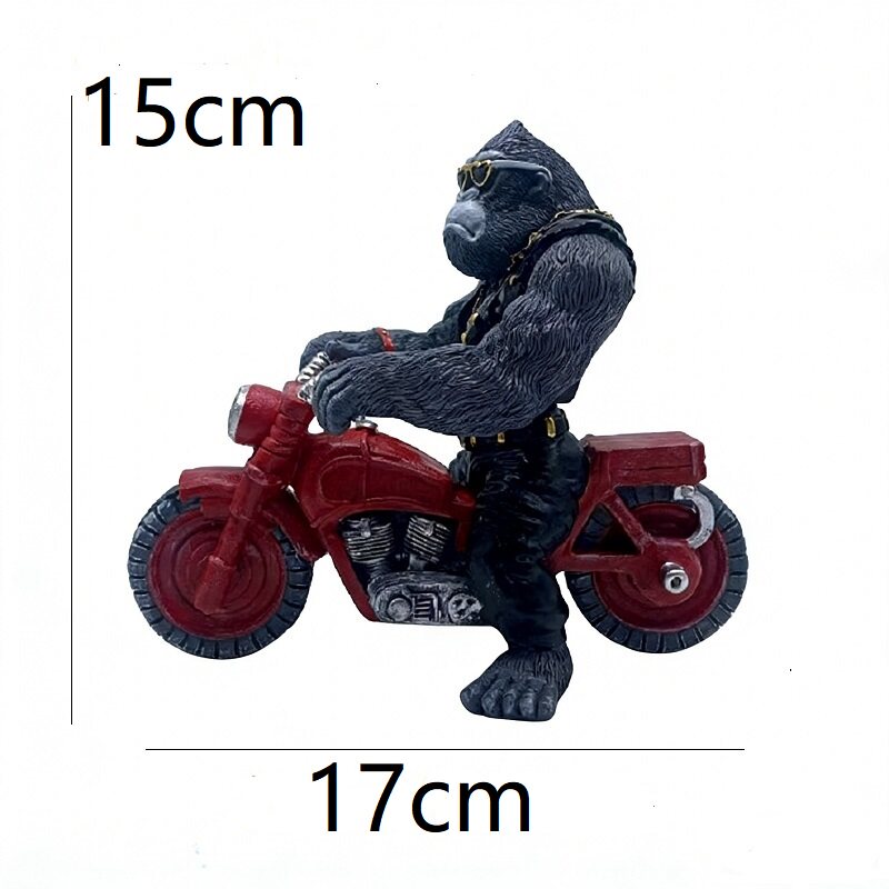 Biker Gorilla on Motorcycle Resin Statue, Cool Punk Gorilla Rider Figurine for Home Shelf Table Decor