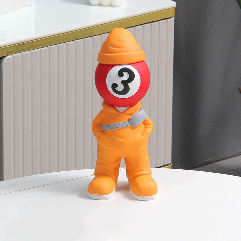 Billiard Ball Character Figurine,Alternative Art Decorative Items for Home and Office