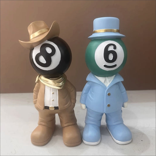 Billiard Ball Character Figurine,Alternative Art Decorative Items for Home and Office