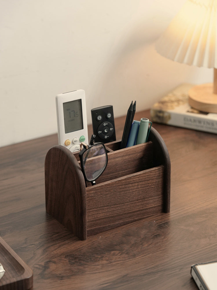 Black Walnut Desktop Organizer Box: Elegant Storage Solution