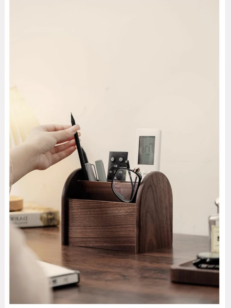 Black Walnut Desktop Organizer Box: Elegant Storage Solution