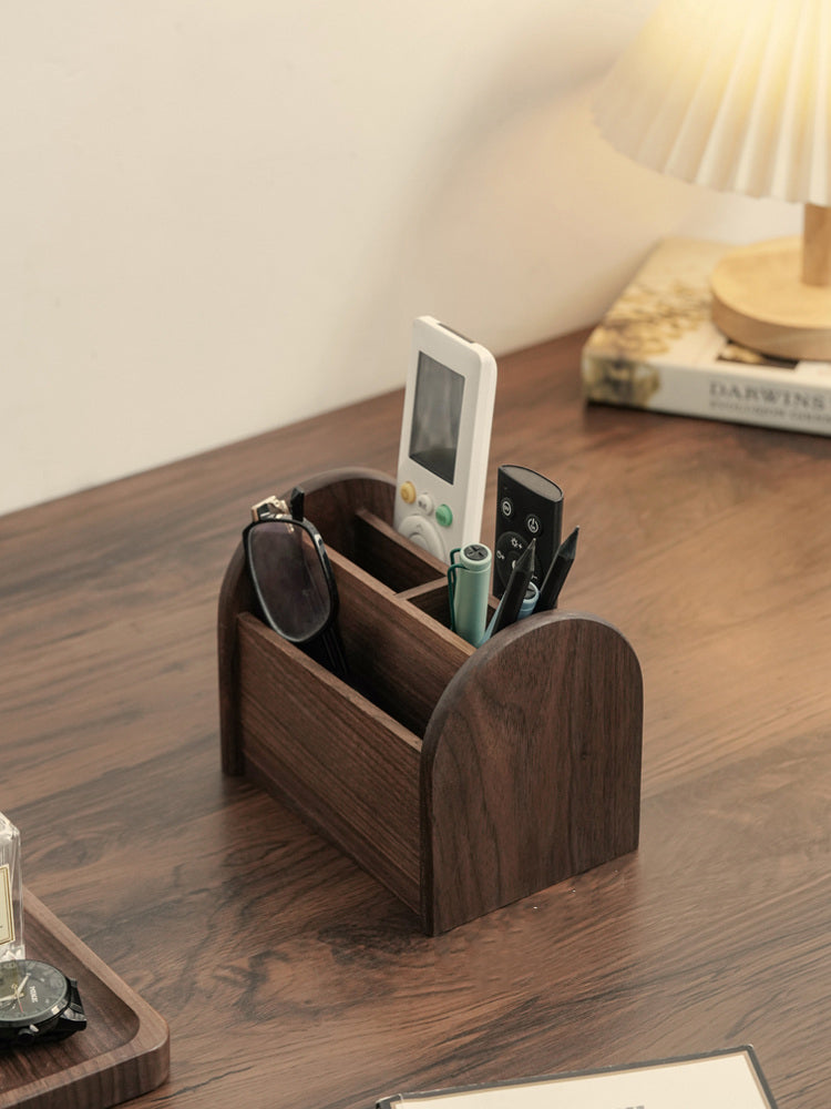 Desktop Change Box Black Walnut Desktop Organizer Box: Elegant Storage Solution – MoreAngle