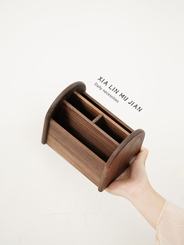 Black Walnut Desktop Organizer Box: Elegant Storage Solution