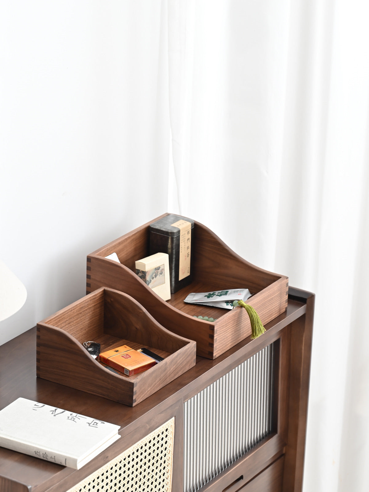 Office Computer Boxes Black Walnut Desktop Storage Box, Wooden Office Organization – MoreAngle