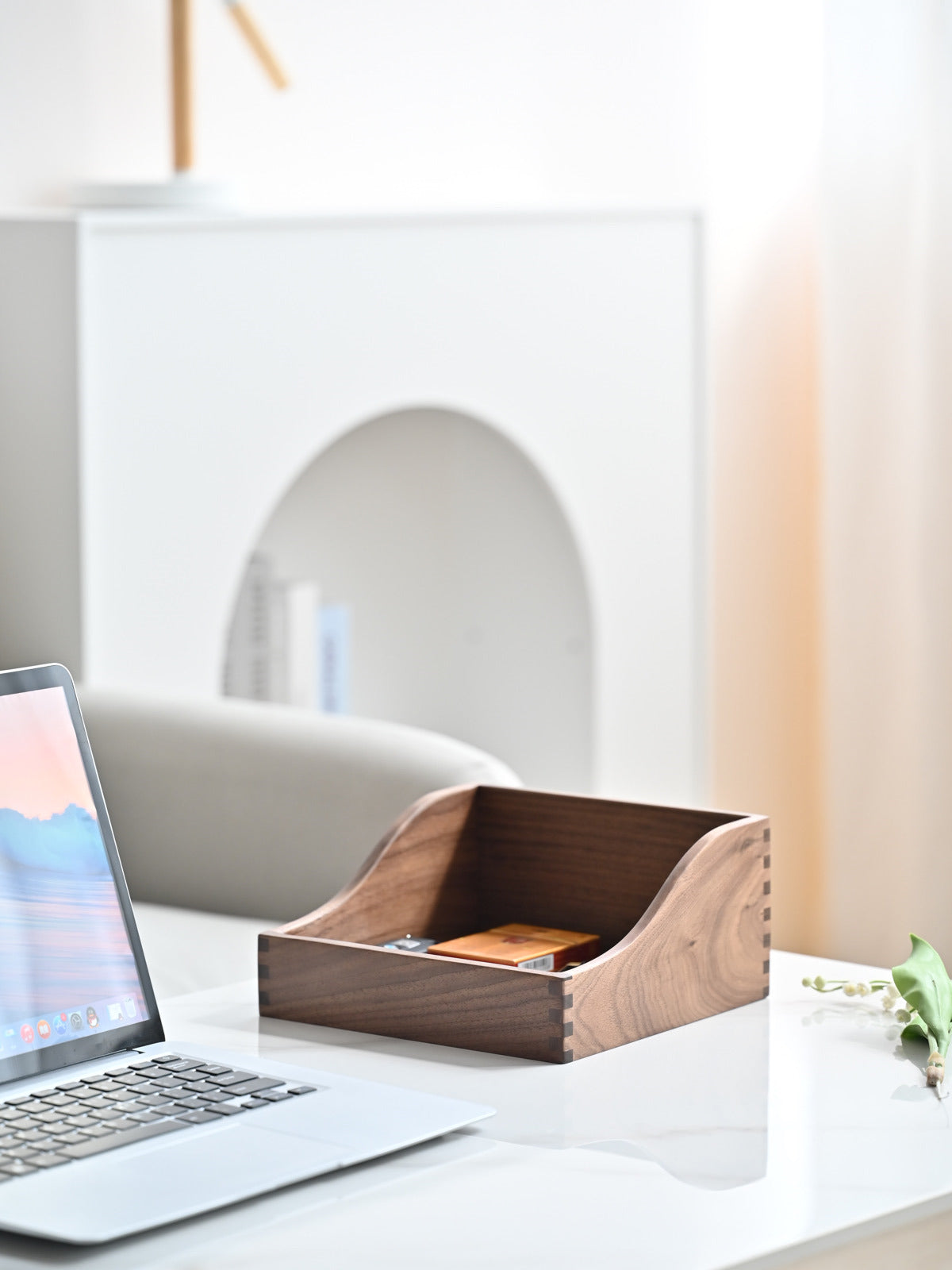 Black Walnut Desktop Storage Box, Wooden Office Organization – MoreAngle