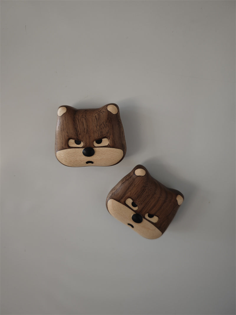 Black Walnut Wood Animal Magnetic Fridge Magnet, Creative Decorative Refrigerator Accessory