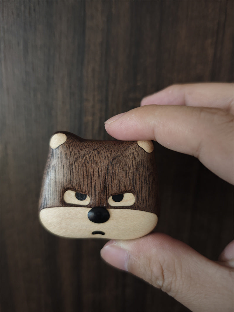 Black Walnut Wood Animal Magnetic Fridge Magnet, Creative Decorative Refrigerator Accessory