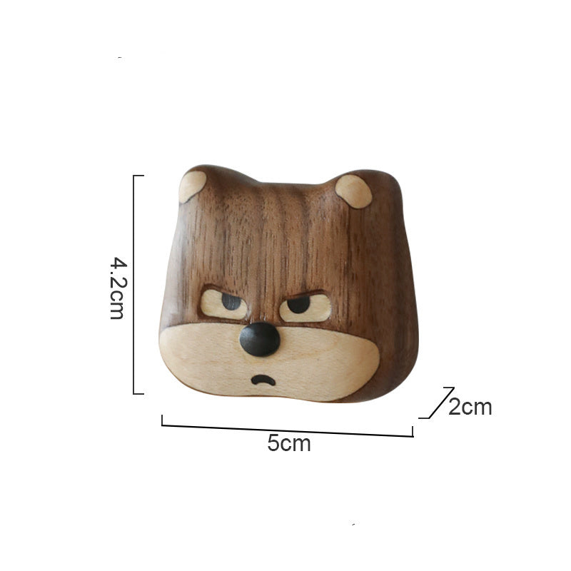 Black Walnut Wood Animal Magnetic Fridge Magnet, Creative Decorative Refrigerator Accessory