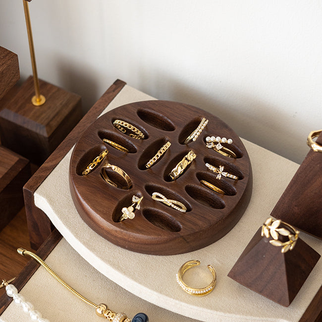 Black Walnut Wood Ring & Jewelry Display Tray, Organizer for Small Accessories