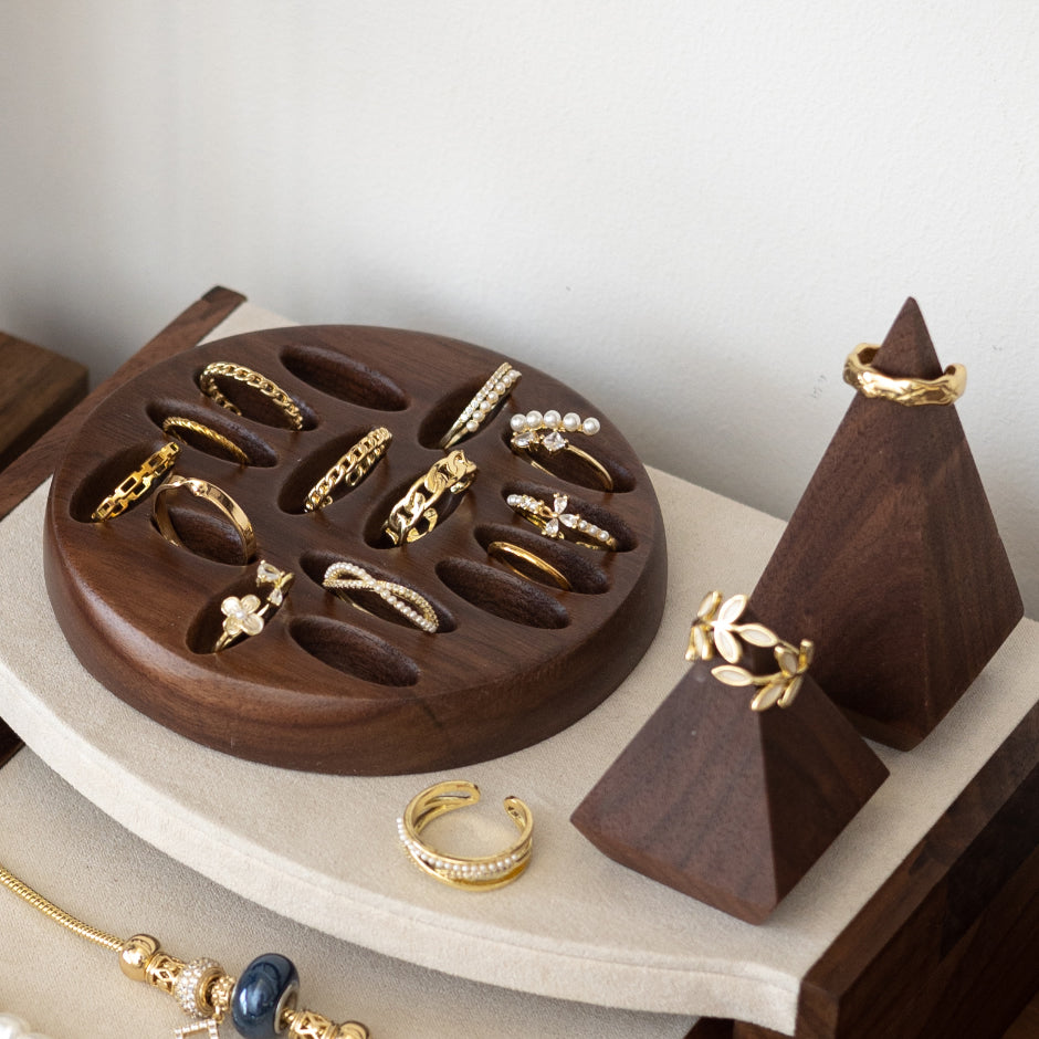 Black Walnut Wood Ring & Jewelry Display Tray, Organizer for Small Accessories