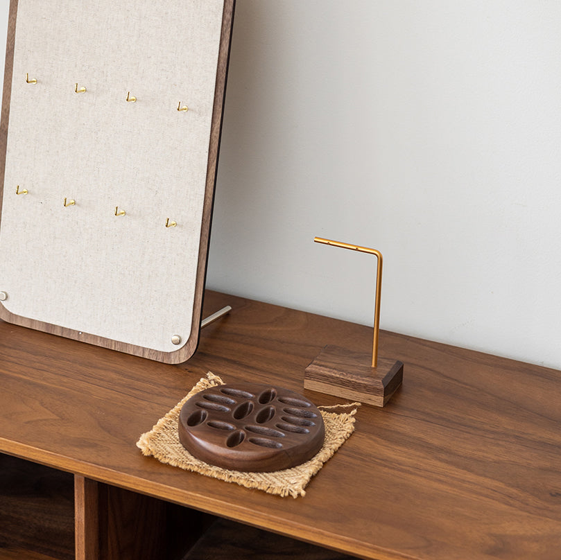 Black Walnut Wood Ring & Jewelry Display Tray, Organizer for Small Accessories