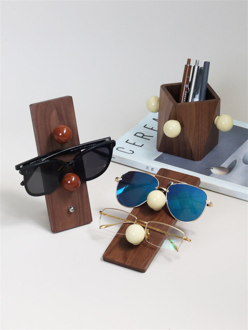 Black Walnut Wood Sunglasses Stand - Eyeglasses Store Display Rack