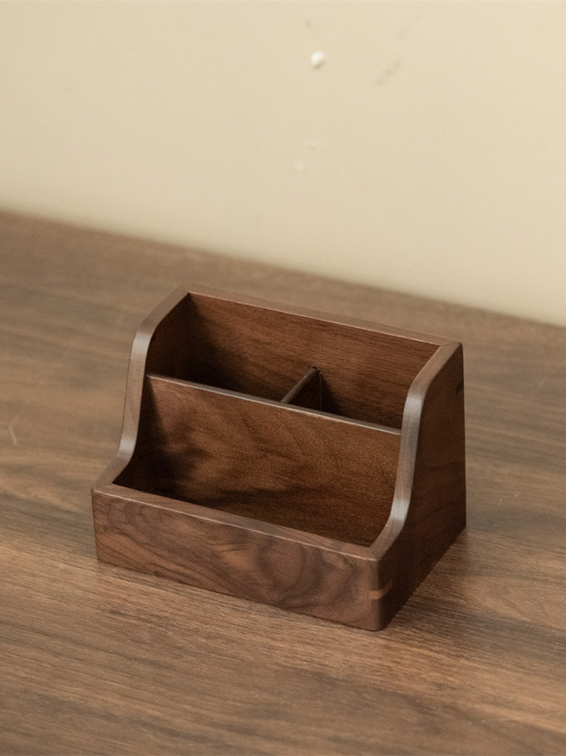 Black Walnut Wooden Makeup Organizer, Desktop Remote Control, Glasses Organizer Storage Box