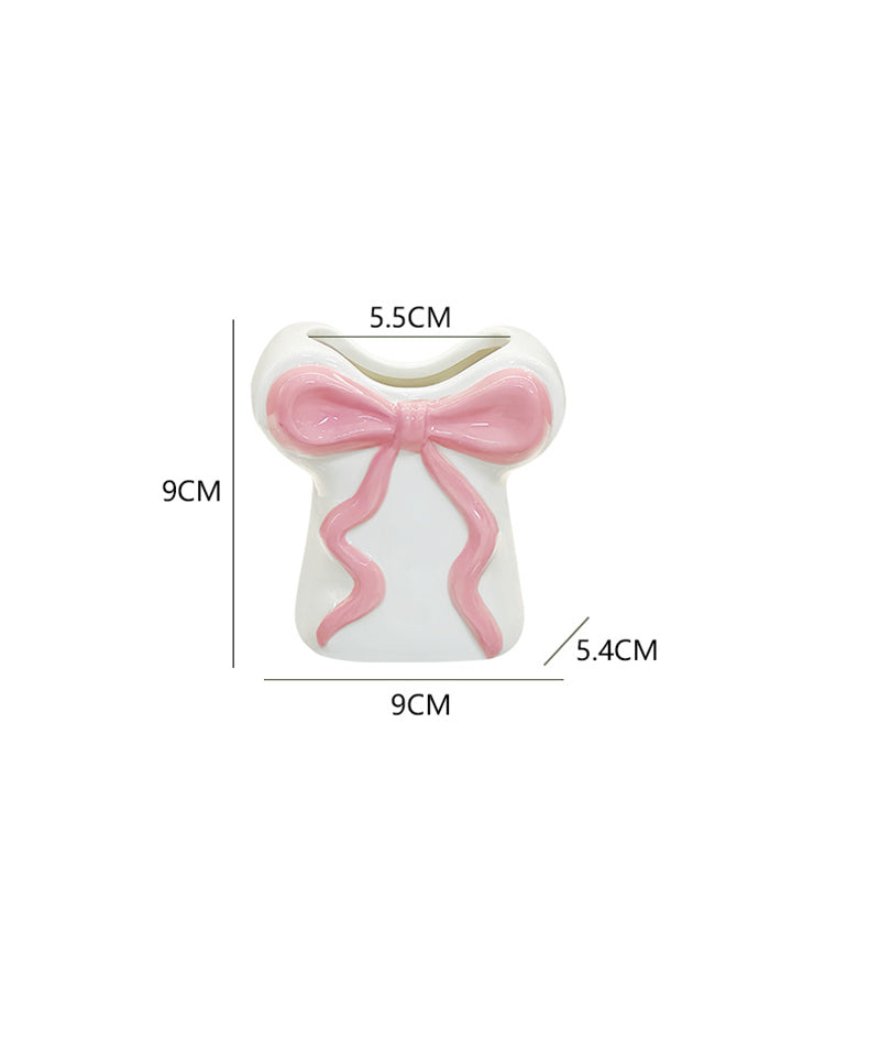Blush Pink Bow Ceramic Organizer - Toothbrush holder & Pen Holder for Bathroom or Desk