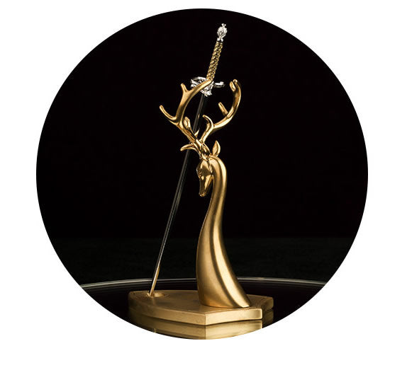 Brass Deer Head Pen Holder & Desktop Decor - Office Stationery Organizer