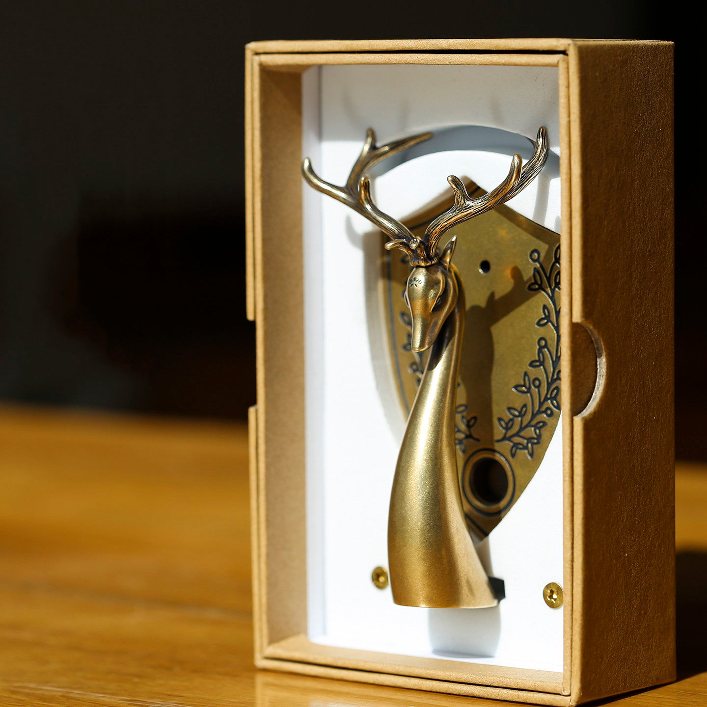 Brass Deer Head Pen Holder & Desktop Decor - Office Stationery Organizer