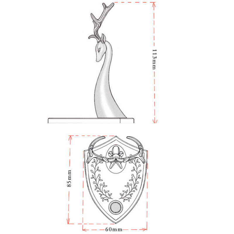 Brass Deer Head Pen Holder & Desktop Decor - Office Stationery Organizer