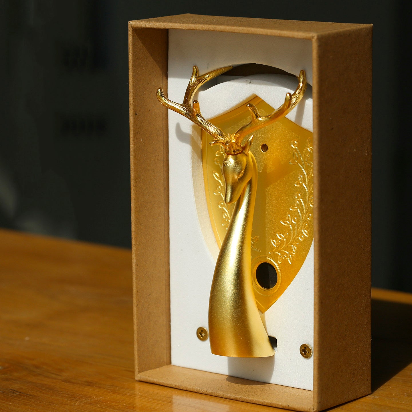 Brass Deer Head Pen Holder & Desktop Decor - Office Stationery Organizer