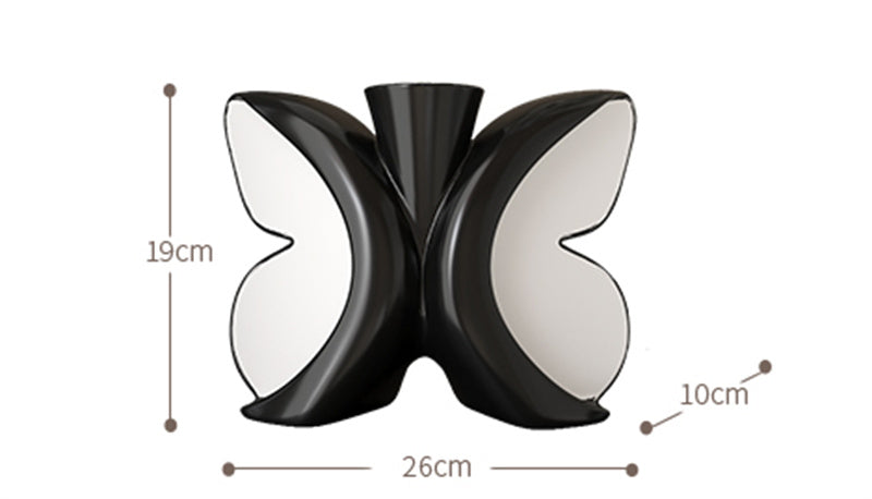 Butterfly Shaped Black & White Vase - Modern Decorative Flower Holder for Home, Office & Living Room