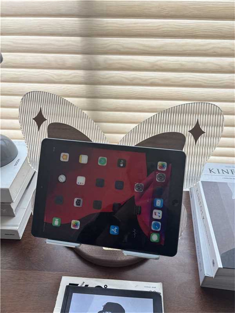 Butterfly - Shaped Device Stand, Acrylic & Wood Desktop Organizer for Tablets and Laptops