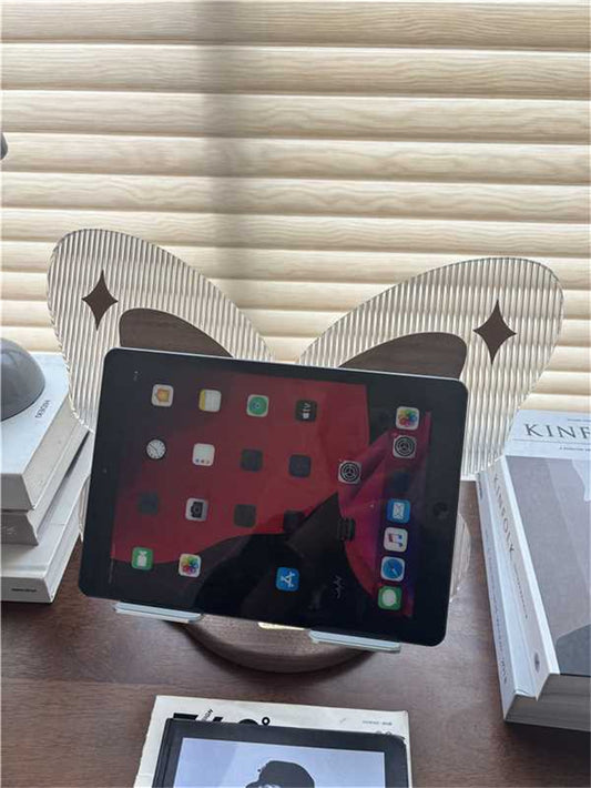 Butterfly - Shaped Device Stand, Acrylic & Wood Desktop Organizer for Tablets and Laptops
