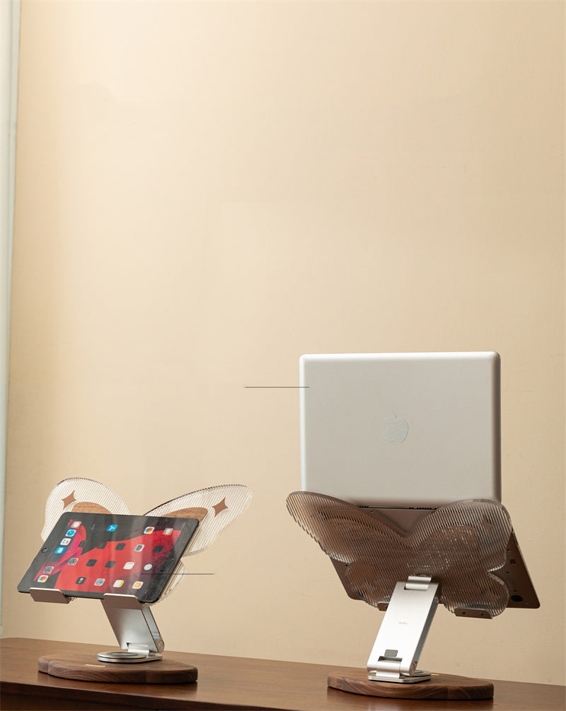 Butterfly - Shaped Device Stand, Acrylic & Wood Desktop Organizer for Tablets and Laptops