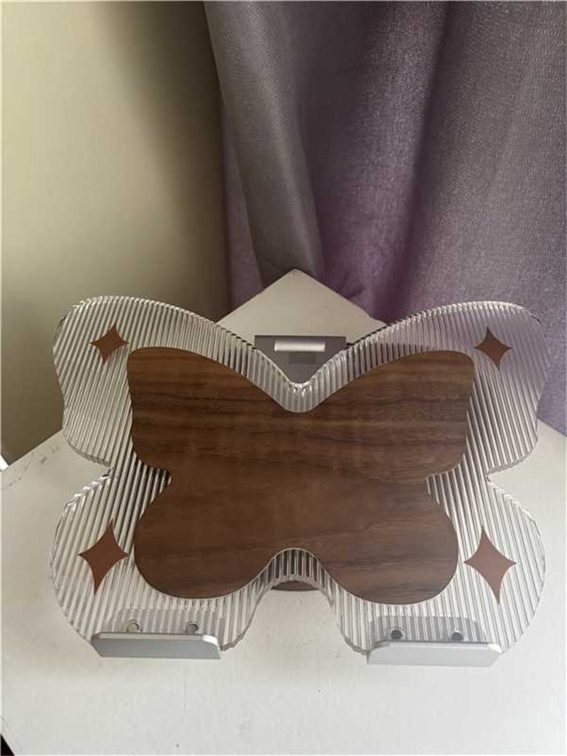 Butterfly - Shaped Device Stand, Acrylic & Wood Desktop Organizer for Tablets and Laptops